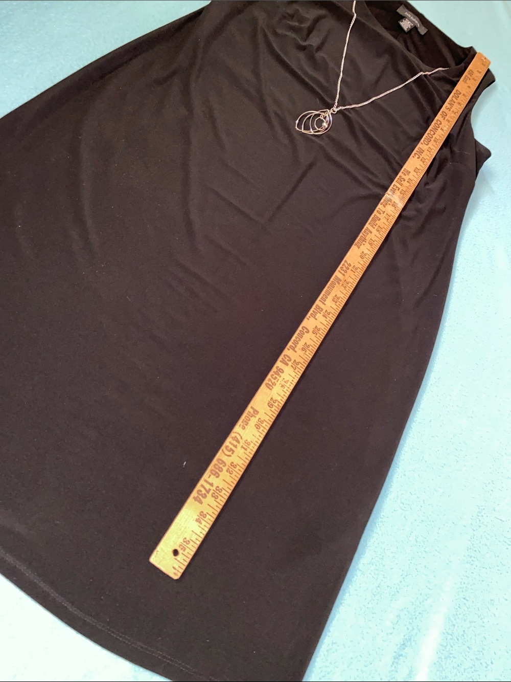 R&M RICHARDS sequined duster black tank dress attached necklace 2 piece size 8 - Picture 13 of 16